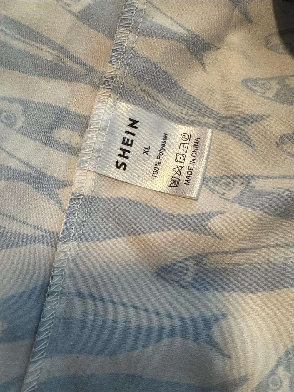 SHEIN White & Blue Fish Sardine girl summer matching set XL